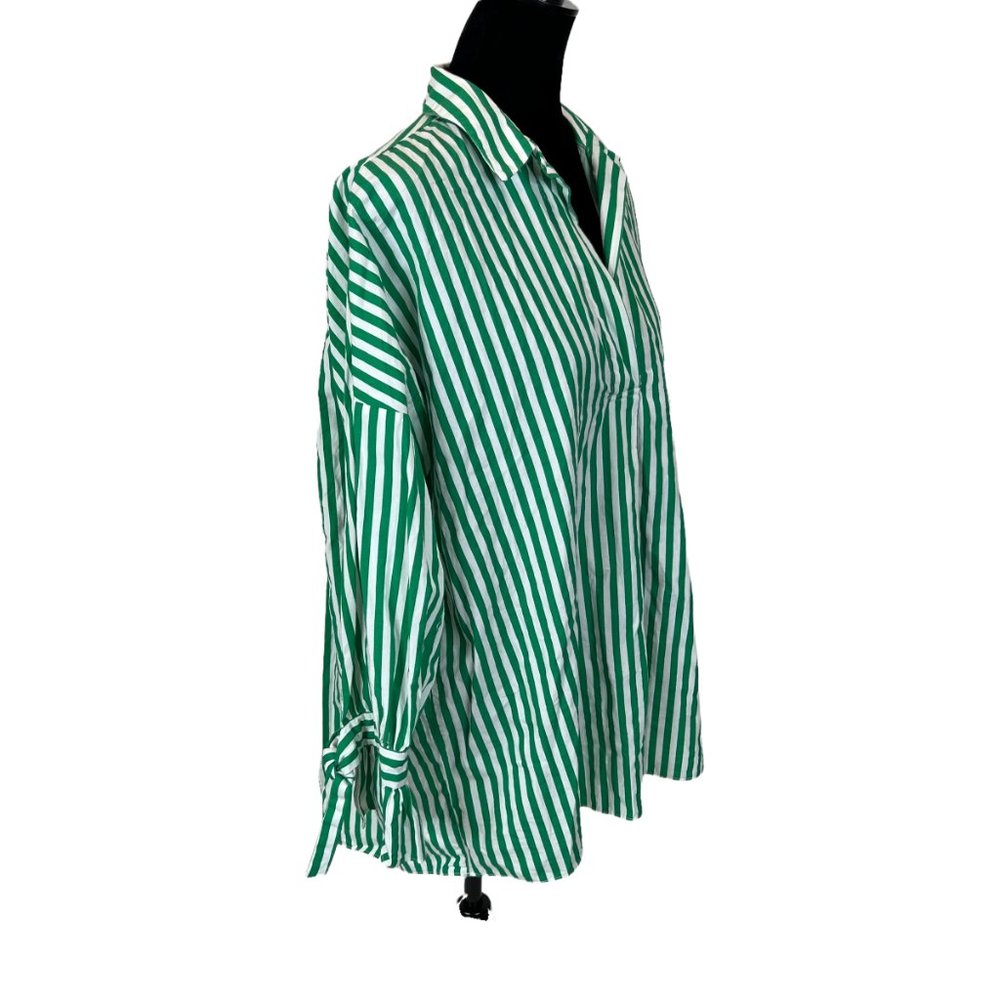 Zara Basic Collection Medium Oversized Green Whit… - image 3
